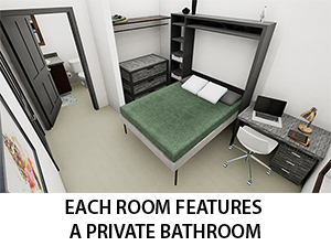 each room at the APEX student housing at RIT has a private bathroom